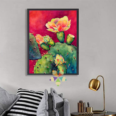 Flor de Tuna Rojo y Verde Cactus