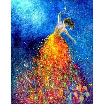 Bailarina de Colores con Destellos de Pintura