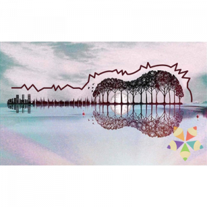 Guitarra Horizonte Paisaje Instrumento de Cuerdas Reflejo Arboles