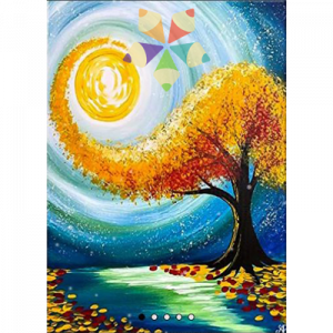 arbol remolino follaje amarillo cielo tunel