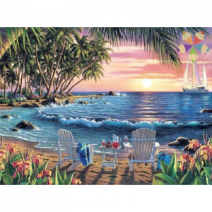 Ocaso Velero Puesta de Sol Playa Tropical Palmeras Adversidad Fortaleza