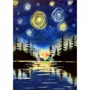 Lago Noche Estrellada Van Gogh Artista Holandes