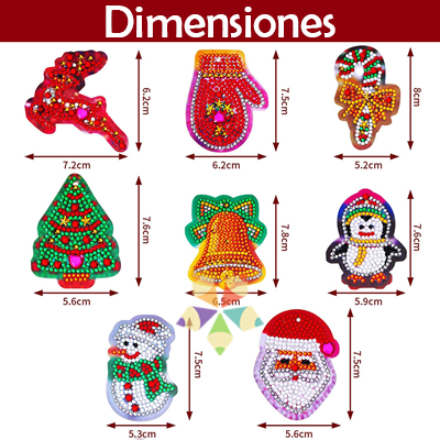 Adornos Colgantes Llaveros Navidad Pingüino Guante Santa Claus Campana Melcocha Muñeco de Nieve Reno Arbolito