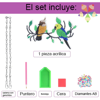 Colgante de Dos Aves con Periquito - Imagen 3