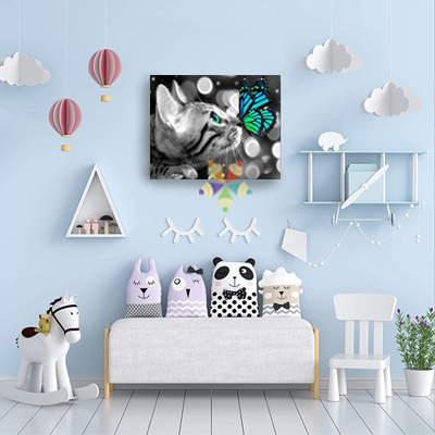 Gato Mariposa Azul Monarca Felino Miau Mirada dulce tierna