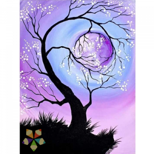 Luna Llena Arbol Paisaje Celajes Flores Ramas Ciel Ocaso Magnético Remolino