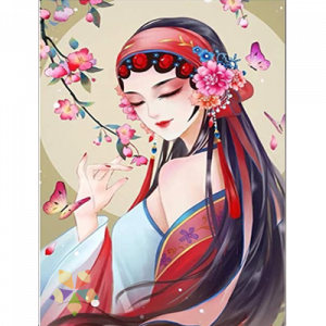 Princesa Oriental Étnico Típico Oriente Asia Adorno Seda Kimono Mariposas Tocado Elegante