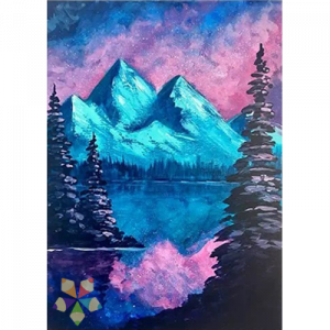 Atardecer Pinos Montañas Lago Penumbra Neblina Sereno Reflejo Picos Nevados