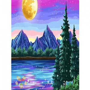 Atardecer Pinos Montañas Lago Penumbra Neblina Sereno Reflejo Picos Nevados