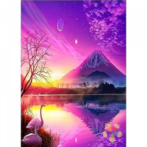 Lago Agua Luna Reflejo Celajes Cielo Cachito Picos Rocosos Montañas Cordillera Pinos Luz Noche Volcán Nevado Cisnes Aves Elegantes