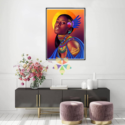 Mujer africana raza negra afrodescendiente étnico elegancia adorno plumas