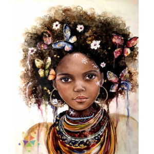 Nila adolescente Afroamericana Belleza Piel Oscura Mariposas Collares Étnica