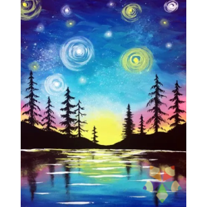 Lago Noche Estrellada Van Gogh Artista Holandes