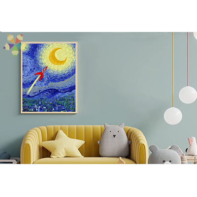 Cohete Viaje Espacial Luna Astronauta Noche Estrellada Van Gogh Artista Holandes