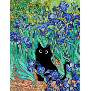 Gato Negro Felino Van Gogh Iris Famoso Neerlandes Modernismo