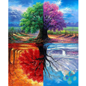 Árbol Cuatro Estaciones Ciclo Renovación Esperanza