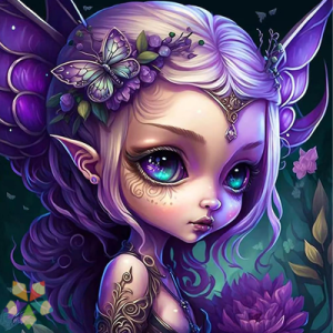 Hada Hadita Niña Morada Mirada Duende Elfo Gnomo Fantasia