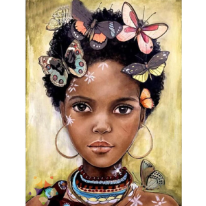 Nila adolescente Afroamericana Belleza Piel Oscura Mariposas Collares Étnica