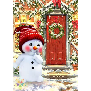 Muñeco de Nieve Bebé Navidad Puerta Roja