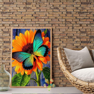 Girasoles Flores Amarillas Pétalos Dorados Mariposa Turquesa morpho alas