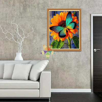Girasoles Flores Amarillas Pétalos Dorados Mariposa Turquesa morpho alas