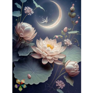 Flor de Loto Rosada Espiritual Símbolo Pureza Luna Cachit Menguante Creciente