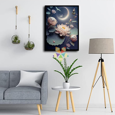 Flor de Loto Rosada Espiritual Símbolo Pureza Luna Cachit Menguante Creciente