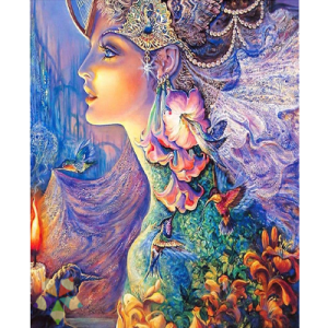 Mujer Colibríes Diosa Aves Deidad Perfil Flores Mística