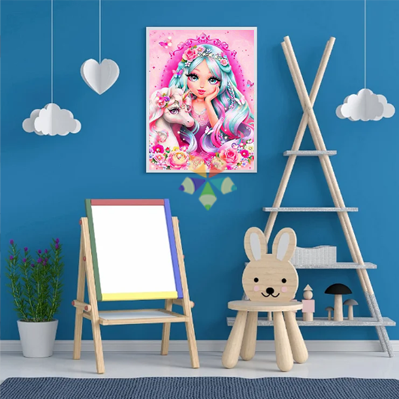 Niña con Unicornio Fantasía Criatura Mágica Mitológica