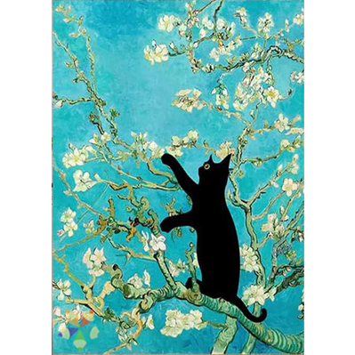 Gato Negro Almendro en Flor Pintor neérlandes Vincent Van Gogh