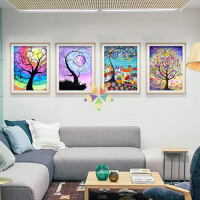 Árbol Arremolinado Ramitas Pueblito Casitas Cielo Árbol Arremolinado Ramitas Ojos turcos protectores
