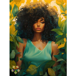 Mujer Negra Africana Cabellera Follaje