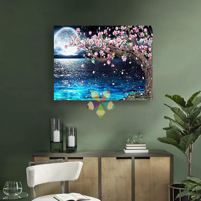 Flor del cerezo belleza vida, temporalidad Japón, renacer ciclo de transformación de la vida luna llena Satélite Brillo Luz Magia