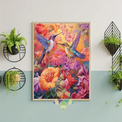 Colibrí Bosque Nuboso Lluvioso Flores Intenso Plantas Flores Tropicales Color Frescura Alas Pétalos Néctar Joya del Bosque