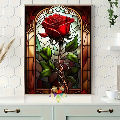 Bella y la Bestia Rosa Eterna Roja Encapsulada Domo Vidrio