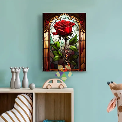 Bella y la Bestia Rosa Eterna Roja Encapsulada Domo Vidrio