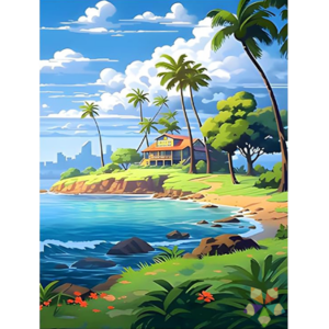 Playa Palmeras CAbaña Mar Olas Cielo Ciudad