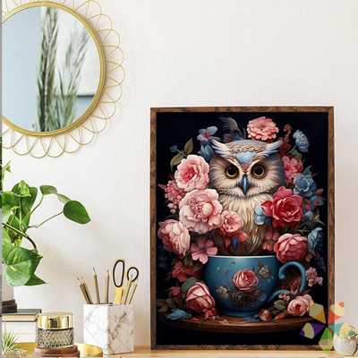 Buho Buhito Lechuza Sabiduría Cazador Visión nocturna Ojos Taza de Té Porcelana
