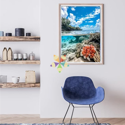 Paisaje Marino con Corales Agua de Mar Salada Arena Vida Submarina