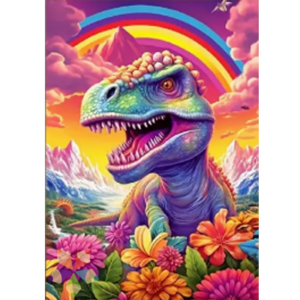 Dinosaurio Colmillos Prehistórico Jurásico Fósil Brontosaurio Reptil Poder Fuerza Feroz Arcoiris Pop Art