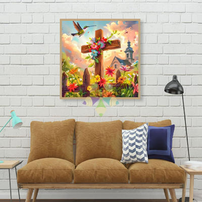 Cruz Crucifijo Cristo Jesus Amor Padre Dios Flores Capilla Colibrí Aves Jardín Iglesia