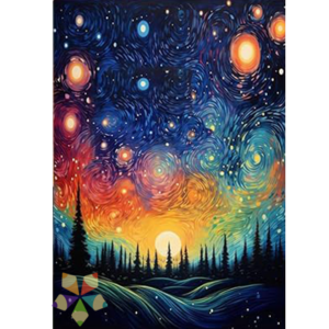 Noche Mágica Cielo Nocturno Estrellas Pinos Montañas Paisaje Galaxia