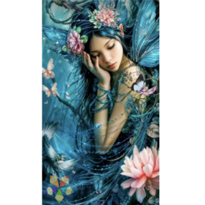 Hada Azul con Alas de insecto Nocturna globo Flor de Loto Pureza Sueño Corona de Flores