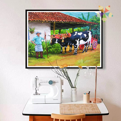 Casa típica Costa Rica boyero adobes tejas rural agricultor labor campo terraza labriego sencillo