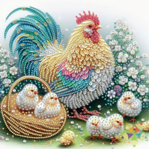 Gallina con pollitos granja granero aves de corral maternidad, protección, fertilidad el cuidado incondicional madre cuidadora que resguarda a sus crías bajo sus alas buena suerte abundancia prosperidad