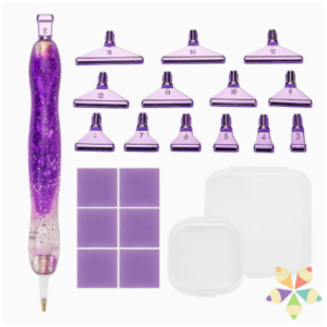 Set de Puntero Morado con 14 Puntas Metálicas